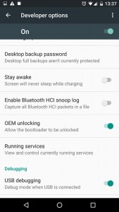 USB debugging and OEM unlock enabled in Android 6.0.1