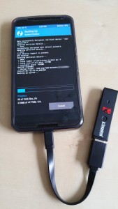 Motorola Nexus 6 with USB stick plugged via USB OTG